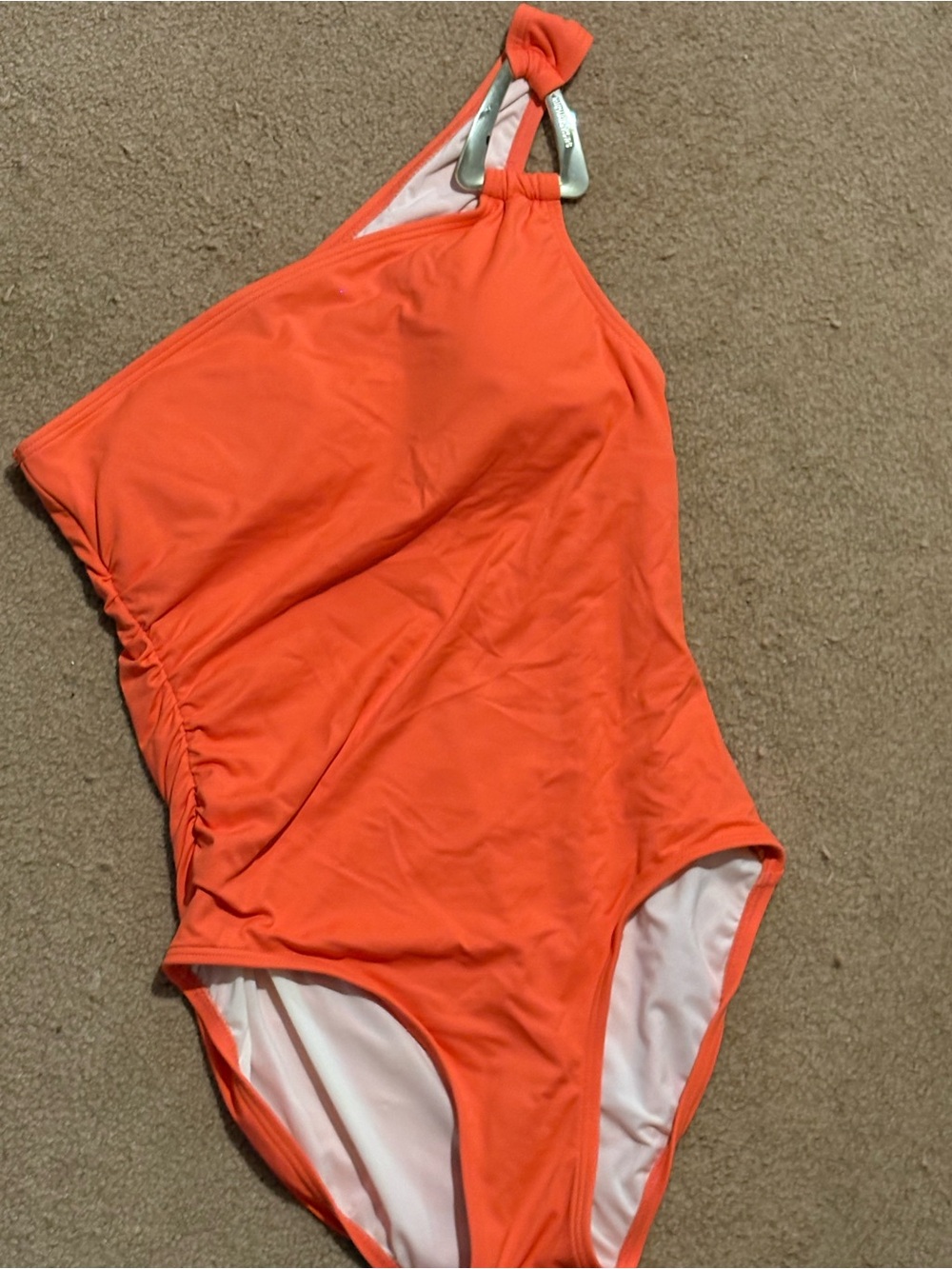 MICHAEL Michael Kors Orange and White One-Shoulder Swimsuit